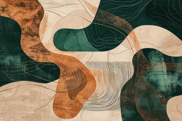 Deurstickers Emerald Copper Abstract Curves Texture - Luxurious and Vibrant Texture for Modern Artistic Projects and Creative Designs, Generated AI © overlays-textures