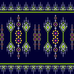 Geometric ethnic embroidery pattern with navy blue color.