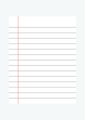  Blue Lined Paper. Notebook lined paper . white paper with blue line and red line.1234
