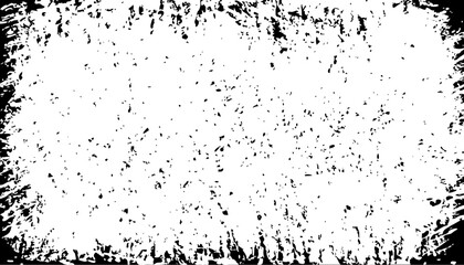 Black and White Grunge Vector frame, distressed texture border.