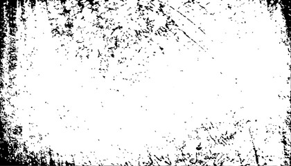 Black and White Grunge Vector frame, distressed texture border.