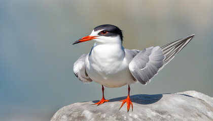 Obraz premium Tern with spread wings on a stone