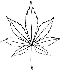 simplicity cannabis leaf freehand drawing