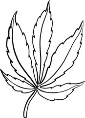 simplicity cannabis leaf freehand drawing
