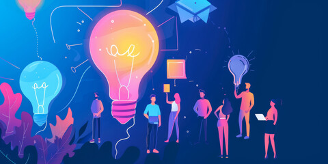 Abstract illustration representing the benefits of ed tech and online learning technologies in society