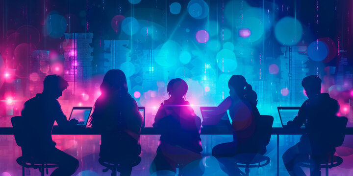 Abstract illustration representing the benefits of ed tech and online learning technologies in society