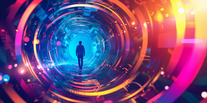 Abstract illustration representing the benefits of ed tech and online learning technologies in society