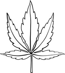 simplicity cannabis leaf freehand drawing