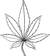 simplicity cannabis leaf freehand drawing
