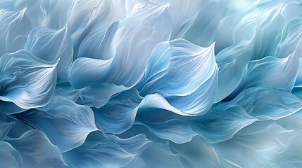 Leaves frozen in icy waves, showcasing the soft and flowing forms created by winter.