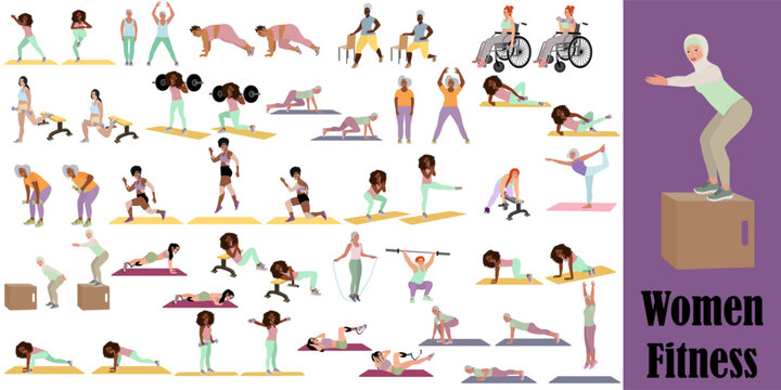 Diversity women doing full body workout
