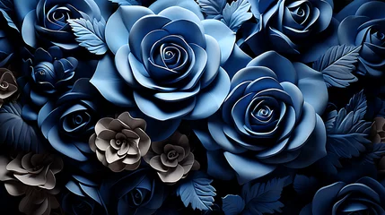 Foto auf Alu-Dibond Blue rose seamless flower © DesignBee