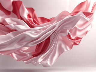 Beautiful silk pastel pink violet white cloth floating flying in the air