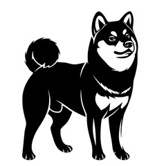 Shiba Inu Dog Crypto Black and White Silhouette Vector SVG Laser Cut T- Shirt Design Print Generative AI