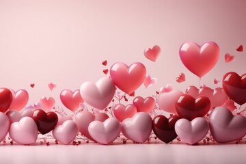 Hearts Alight: Romantic Valentine's Concept with Pink and Red Illustration