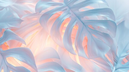 Monstera leaf under a snowy veil, the softness of snow adding to its calming rhythms and fluid grace.