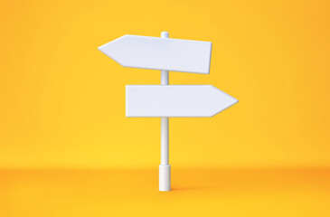 Left and right direction sign on yellow background. Clipping path included