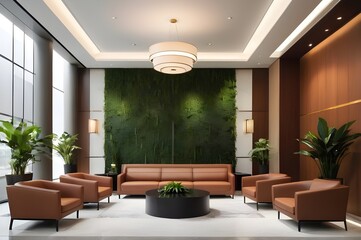 corporate lobby adorned with sleek architecture