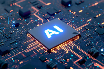 An artificial intelligence chip - obrazy, fototapety, plakaty