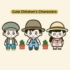 Vector cute children's characters