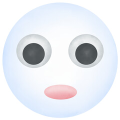 Cute cartoon face emoji, blue, chubby.