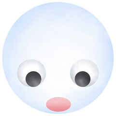 Cute cartoon face emoji, blue, chubby.