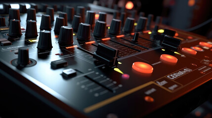 Fototapeta na wymiar Close - up photo of a DJ mixer