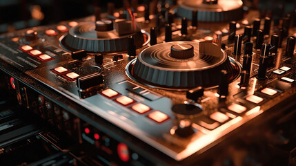 Close - up photo of a DJ mixer