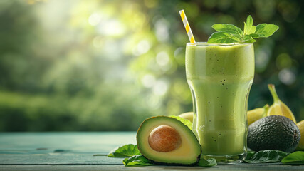 Fresh Avocado Smoothie on Sunny Day