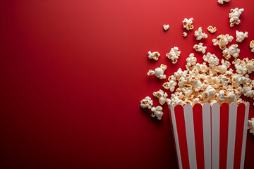 popcorn on a red background