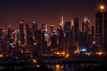 Fototapeta na wymiar Bright night view of bustling city