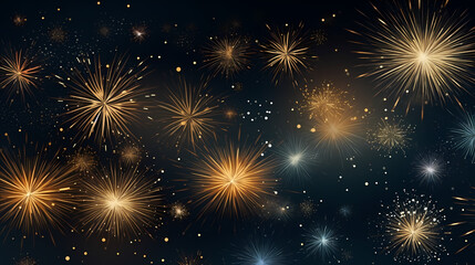 Happy New Year, burning fireworks with bokeh light background