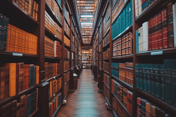 Fototapeta premium books on the shelves in the library
