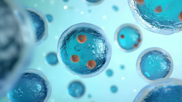 3d rendering of human cells in a blue background