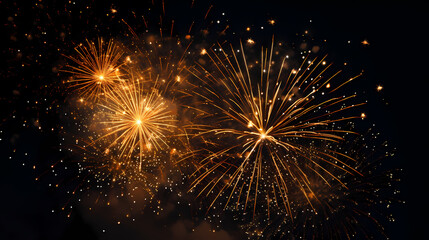 Happy New Year, burning fireworks with bokeh light background