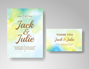 Wedding invitation with abstract watercolor background