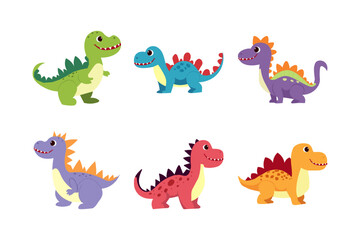 Obraz premium cute dino vector illustration. Dino funny character cartoon element design