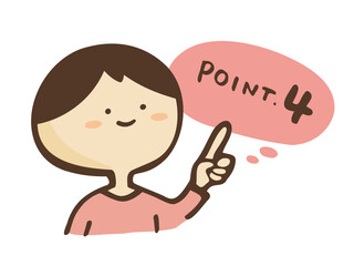 かわいい吹き出しPOINT文字と指差しの男性／手描き文字イラスト