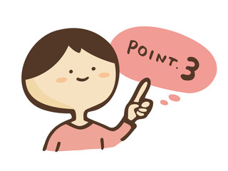 かわいい吹き出しPOINT文字と指差しの男性／手描き文字イラスト