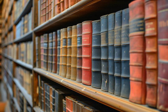 old books on the shelves in the library