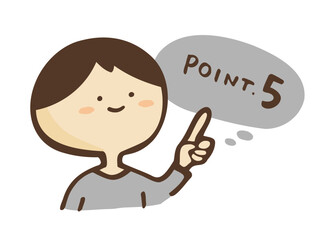 かわいい吹き出しPOINT文字と指差しの男性／手描き文字イラスト