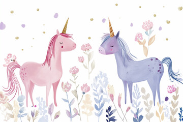Two cute unicorns