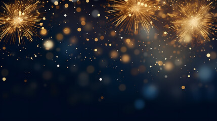 Obraz premium Happy New Year, burning fireworks with bokeh light background