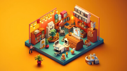 Obraz premium Business and marketing concept in 3d isometric design on random background