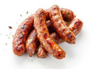 Sausages isolated on white background in minimalist style. 
