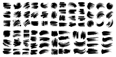 set brush strokes, Black ink grunge brush strokes