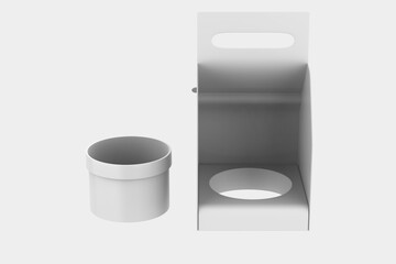 Plant Pot in the box Mockup Isolated On White Background. 3d illustration