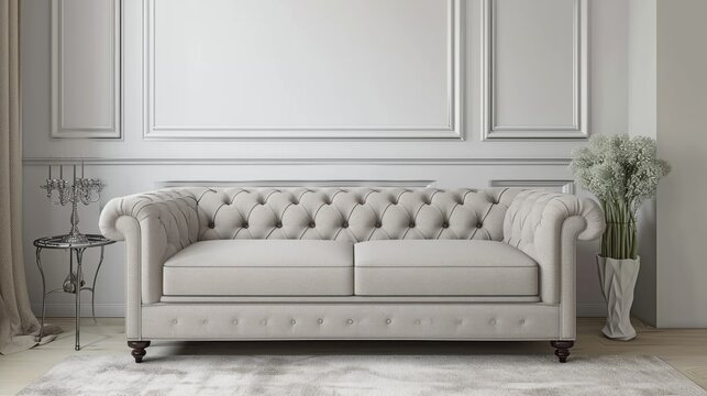 Sofa. Interior of modern sofa minimal design © megavectors