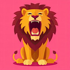 Fototapeta premium Flat Illustration of Roaring Lion