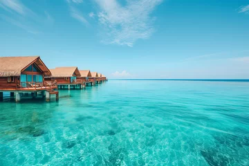 Fototapete Bora Bora, Französisch-Polynesien bungalows by the ocean